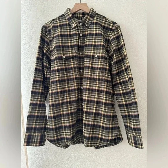 EVERLANE Men's Plaid Flannel Button Down Shirt Long Sleeve Beechwood Size L - Picture 3 of 13